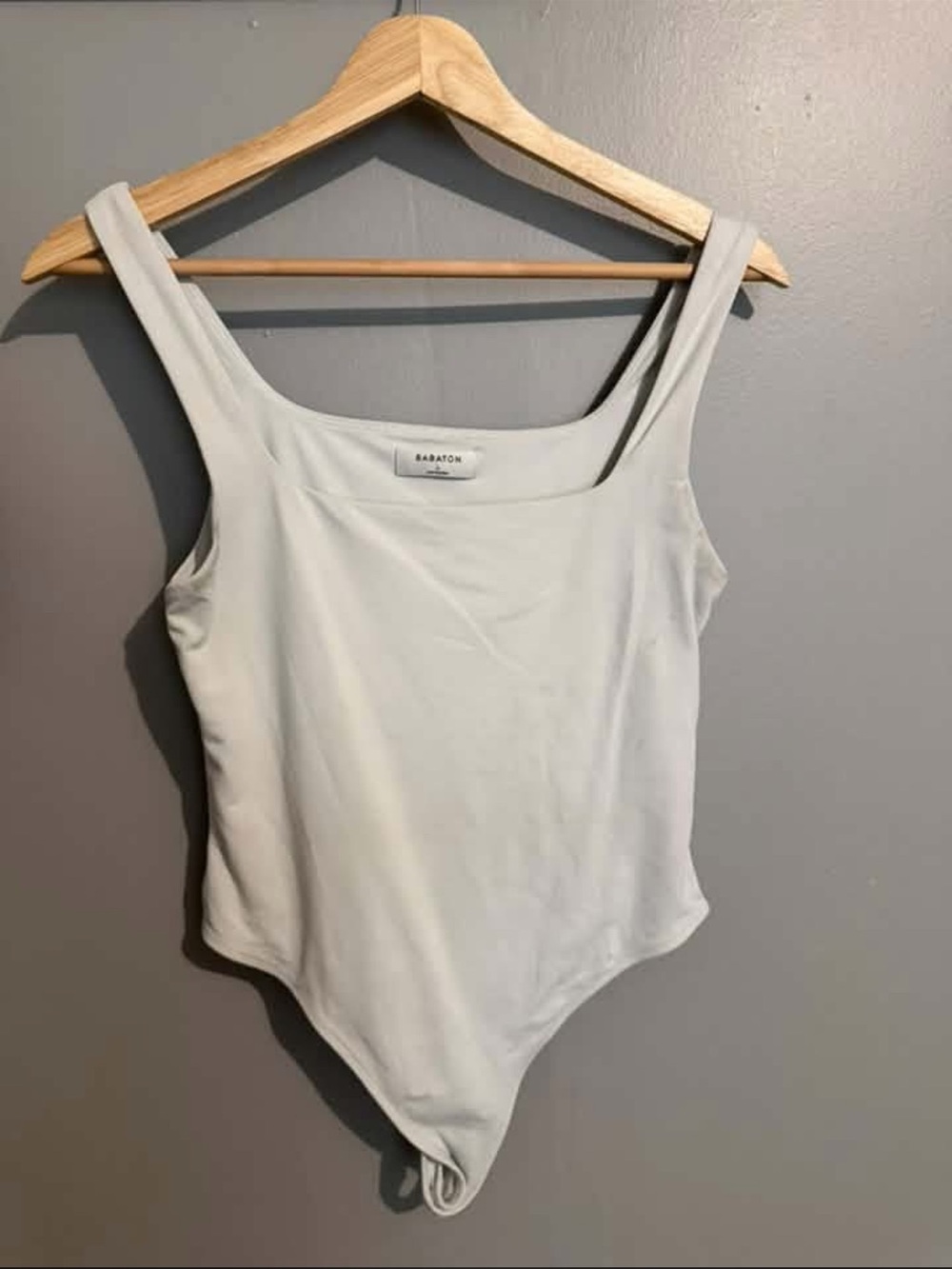 Babaton Light Gray Scoop Neck Bodysuit
